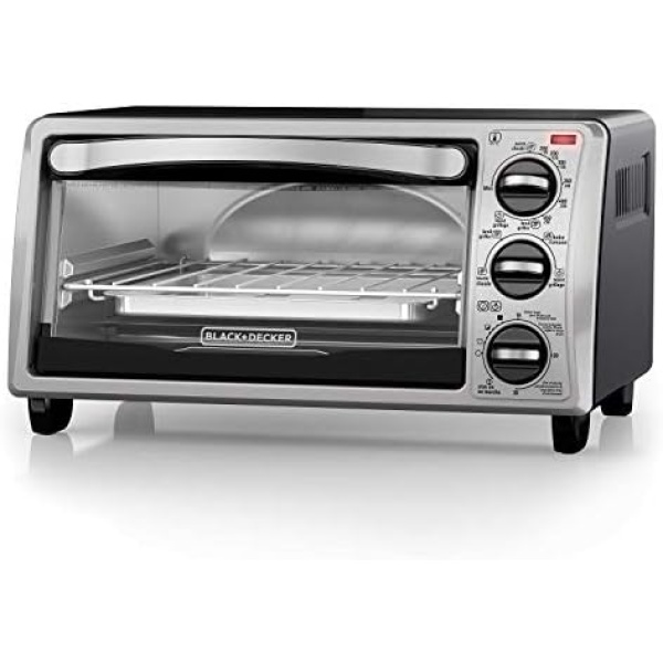 BLACK+DECKER 4-Slice Convection Oven, Stainless Steel, Curved Interior fits a 9