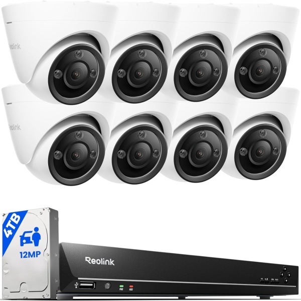 REOLINK 16CH 12MP PoE Security Camera System with 4TB HDD RLK16-1200D8-A